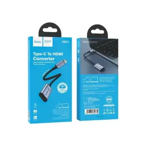 Hoco HB21 Μετατροπέας USB-C male σε HDMI female Γκρι