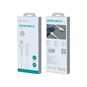 Καλώδιο Σύνδεσης USB 2.0 Devia EC144 USB A σε Micro USB 1m Kintone Series Λευκό
