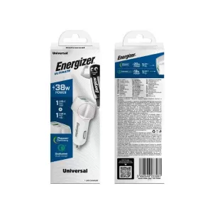 Φορτιστής Αυτοκινήτου Energizer D38WS με PD, QC με έξοδο USB-C/USB-A 38W/4A Ασημί
