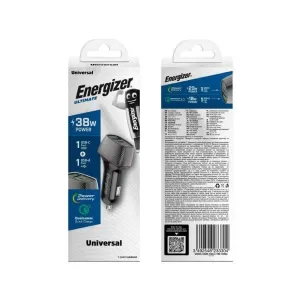 Φορτιστής Αυτοκινήτου Energizer D38BK με PD, QC με έξοδο USB-C/USB-A 38W/4A Μαύρο