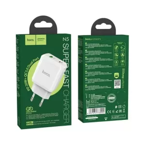 HOCO N5 Favor Φορτιστής, 2 Θύρες PD20W+QC3.0, Λευκός