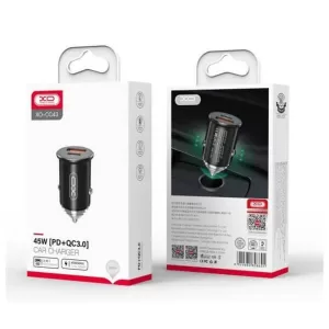 XO CC43 Φορτιστής Αυτοκινήτου PD+QC3.0 45W, 2 Θύρες, Μαύρο
