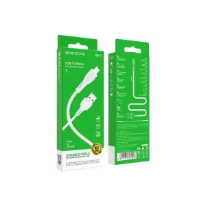 Καλώδιο σύνδεσης Borofone BX51 Triumph USB σε Micro-USB 2.4A 1μ Λευκό