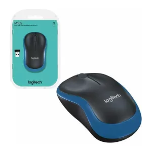Logitech M185 Ασύρματο Mini Ποντίκι Black/Blue