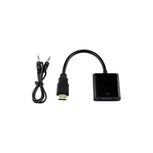 POWERTECH αντάπτορας HDMI σε VGA CAB-H071, με audio jack, μαύρο, 0.20m