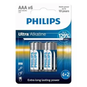 Philips Ultra Αλκαλικές Μπαταρίες AAA 1.5V 6τμχ