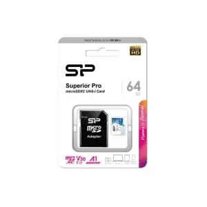 Silicon Power Superior Pro microSDXC 64GB Class 10 U3 V30 A1 UHS-III με αντάπτορα