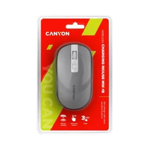 CANYON MW-18, 2.4GHz Wireless Rechargeable Mouse with Pixart sensor, 4keys, Silent switch for right/left keys, DPI: 800/1200/1600