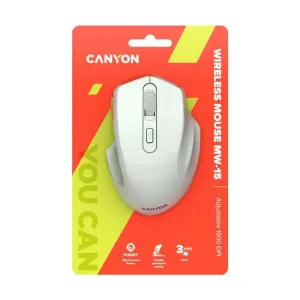 CANYON MW-15, 2.4GHz Wireless Optical Mouse with 4 buttons, DPI 800/1200/1600, Pearl white