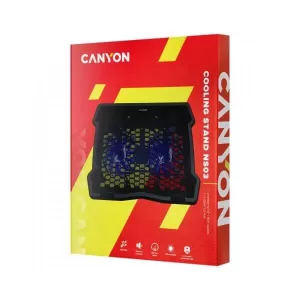 CANYON NS03, Cooling stand dual-fan with 2x2.0 USB hub, support up to 10”-15.6” laptop, ABS plastic and iron, Fans dimension:125*125*15mm(2pcs), DC 5V, fan speed: 800-1000RPM, size:340*265*30mm