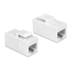 DELOCK Keystone module RJ45 86379, θηλυκό σε θηλυκό, Cat 6 UTP, λευκό