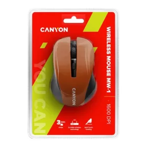 Canyon MW-1, 2.4GHz wireless optical mouse with 4 buttons, DPI 800/1200/1600, Orange